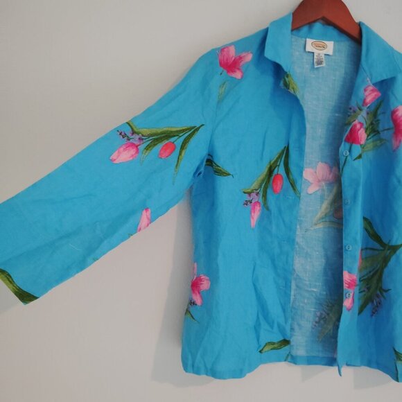 Talbots Linen Button down Top - Picture 2 of 4